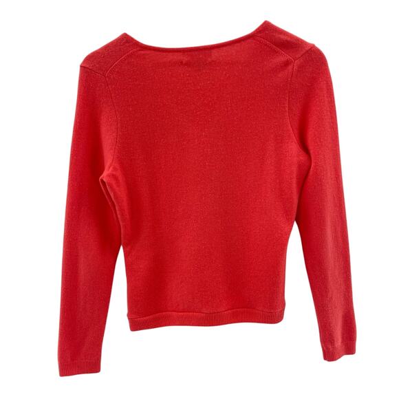 Pure Collection 100% Cashmere V-Neck Coral Pull Over Soft Comfy Sweater Size 4 - Picture 4 of 7